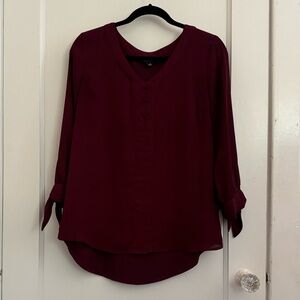 Fortune + Ivy Burgundy Long Sleeve Blouse